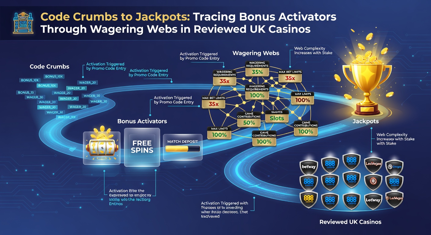 Close-up of a player's screen showing bonus code entry, wagering progress bar filling up, and a jackpot wheel spinning in a top-reviewed UK casino