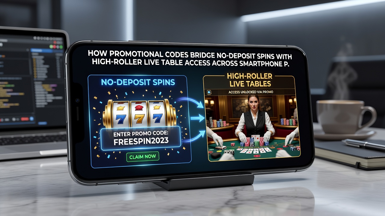 Live dealer table displayed on a smartphone with promotional overlay
