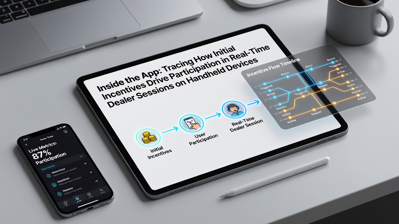 Mobile app interface showing initial bonus prompts leading into live dealer tables on handheld devices