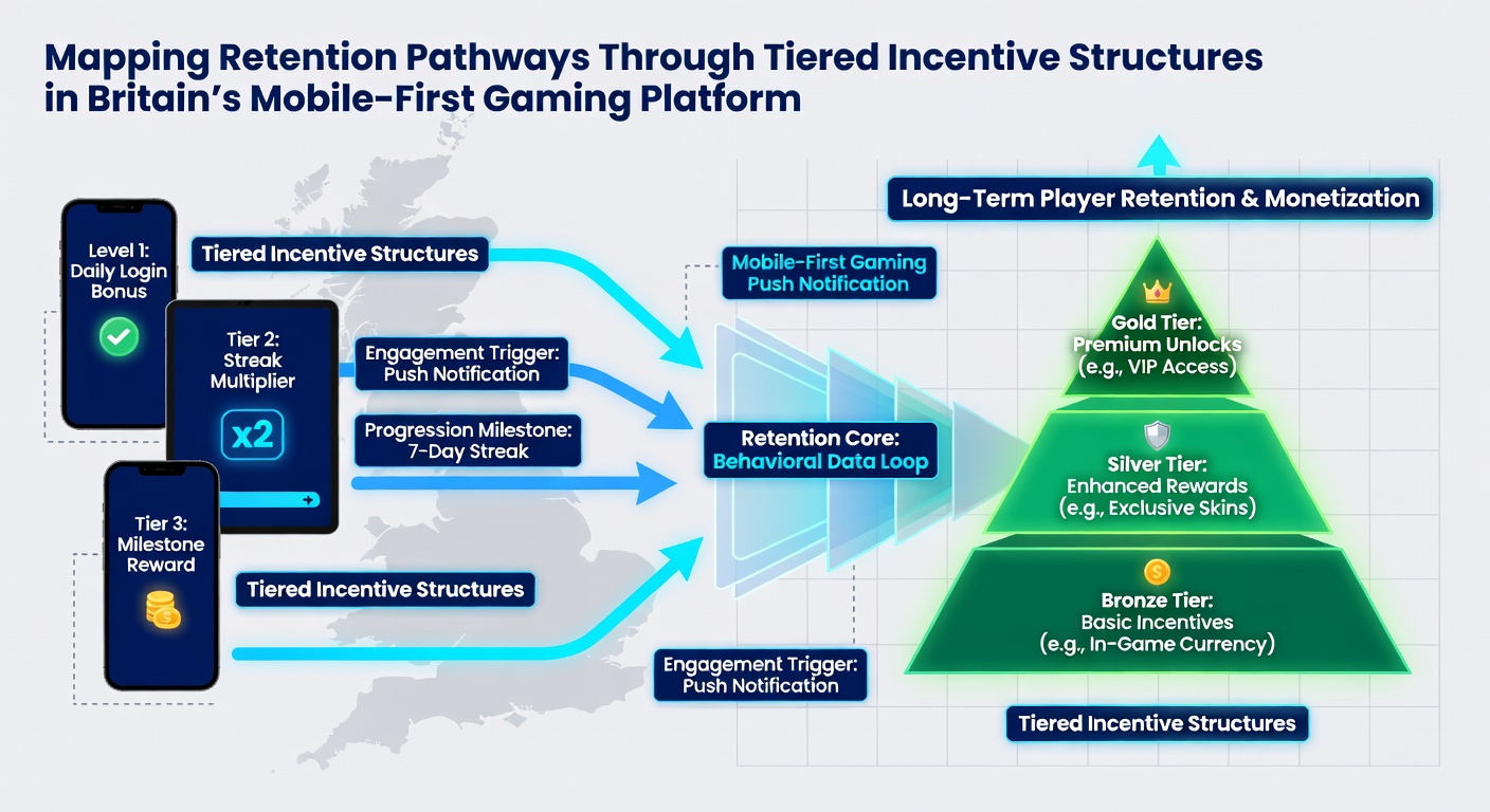 Chart illustrating retention pathways and player progression through incentive tiers