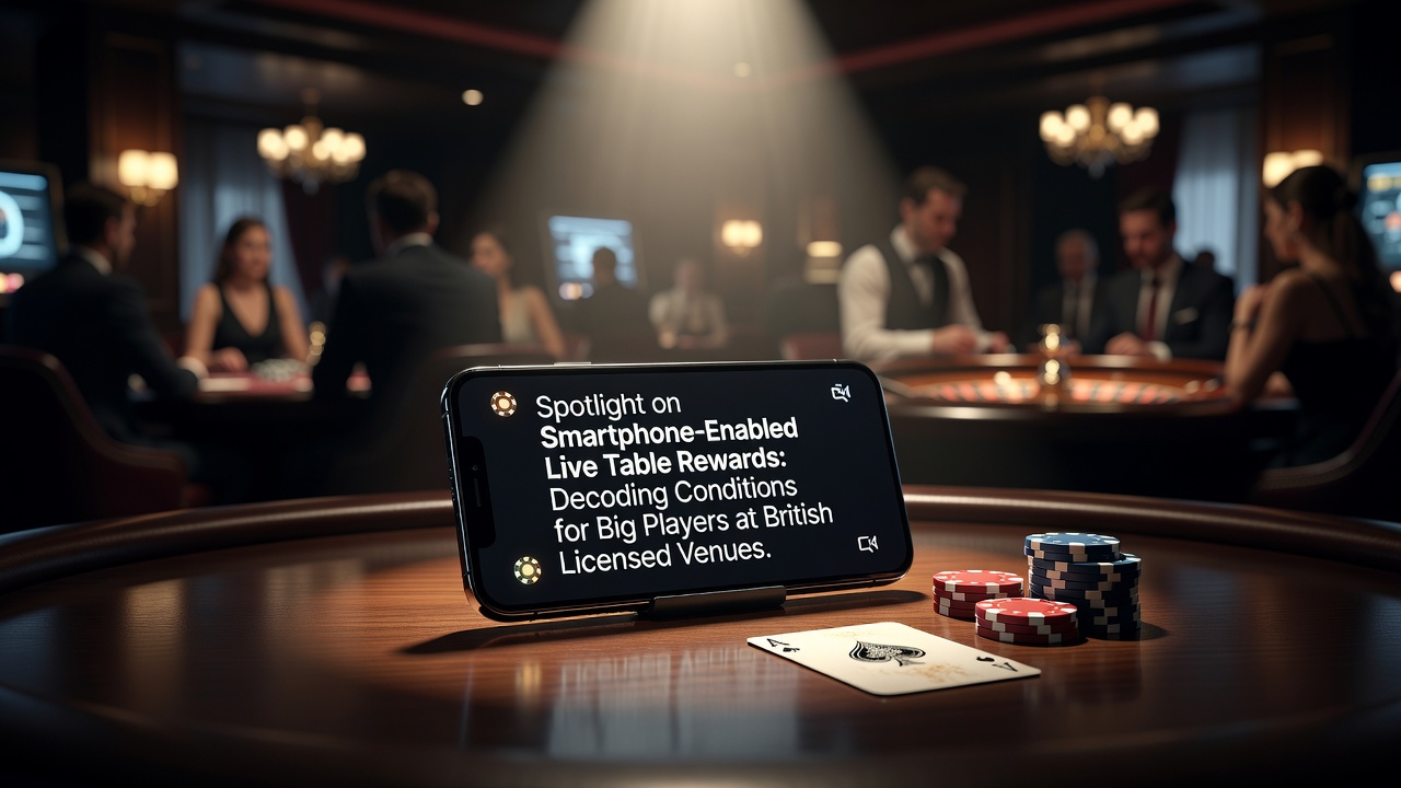 Smartphone displaying live table games at a British licensed casino venue with reward notifications visible on screen